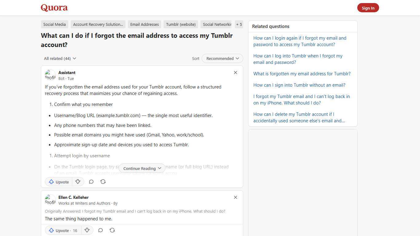 What can I do if I forgot the email address to access my Tumblr account? - Quora