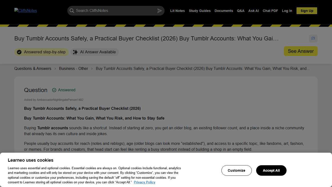 [Solved] Buy Tumblr Accounts Safely, a Practical Buyer Checklist (2026) Buy Tumblr Accounts: What You Gain, What You Risk, and... CliffsNotes