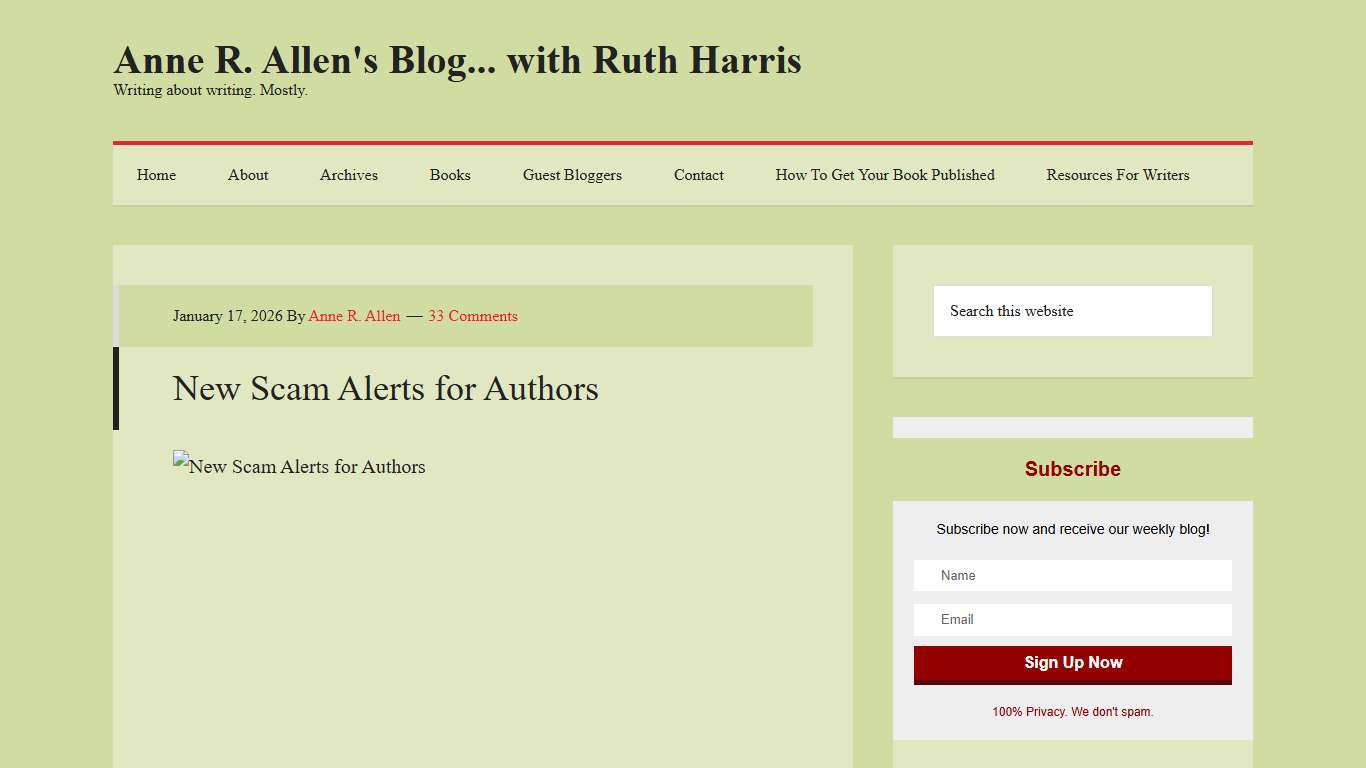 New Scam Alerts for Authors
