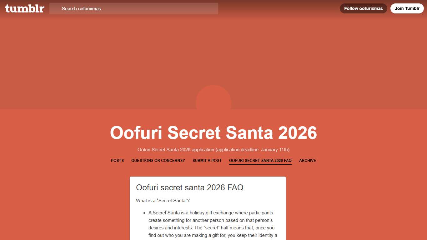 Oofuri Secret Santa 2026 — Oofuri secret santa 2026 FAQ